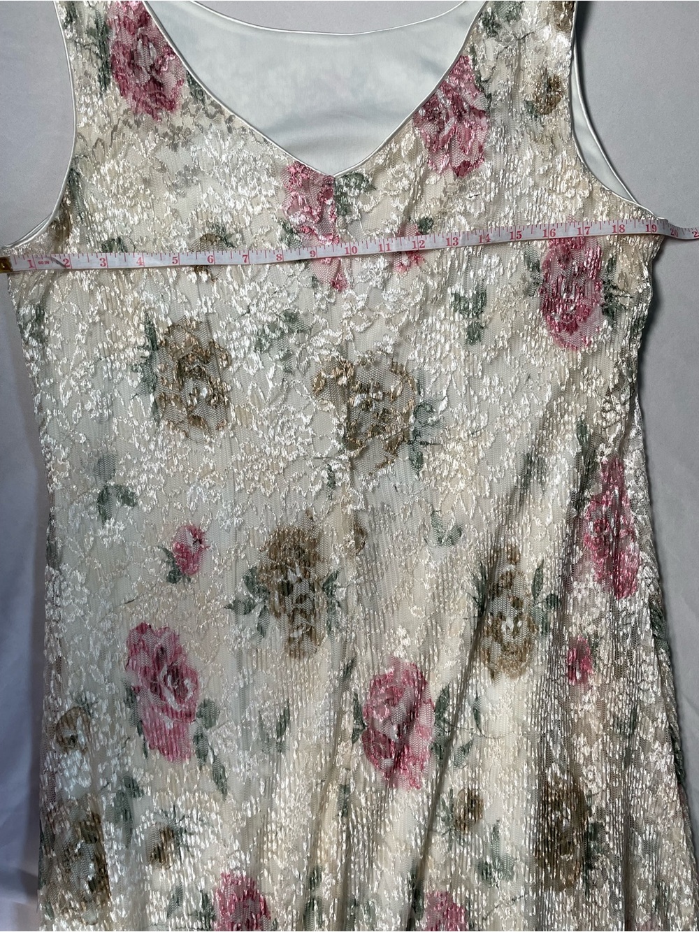 90s Vintage Ronni Nicole White Pink Floral Lace Maxi Dress Size 16 Cottagecore - Picture 5 of 6